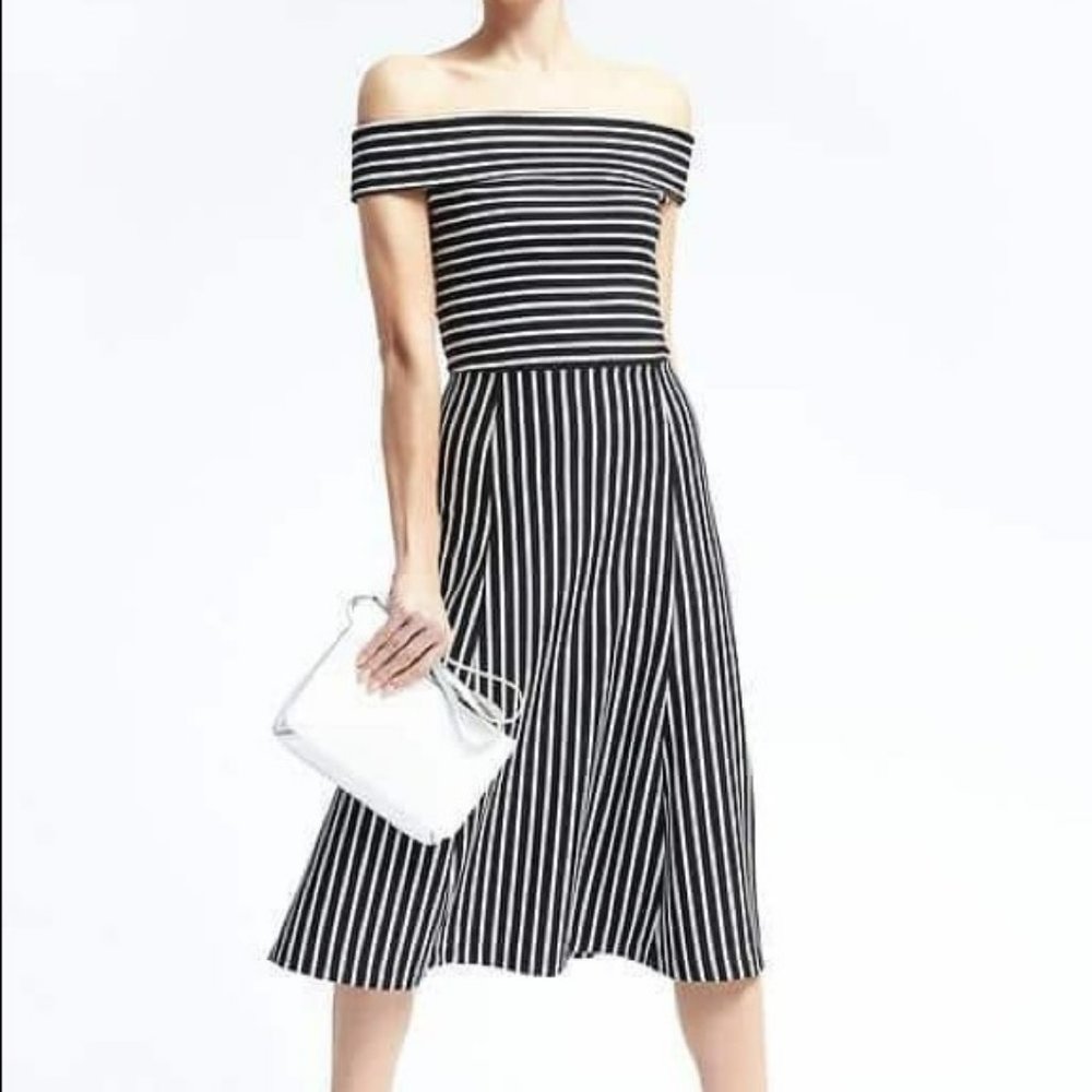 Banana Republic Black & White Striped Dress